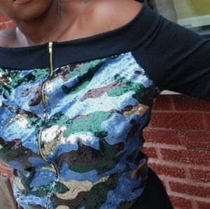 Camo Sparkle Top